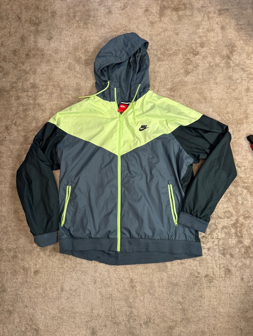 Nike Windrunner Jacket 3XL Volt Neon Gray Black Colorblock Hooded Windbreaker